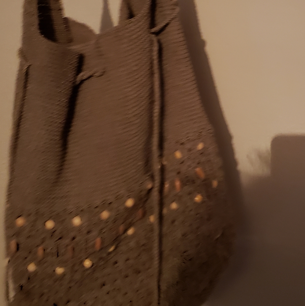 Purse with shells and wood beads